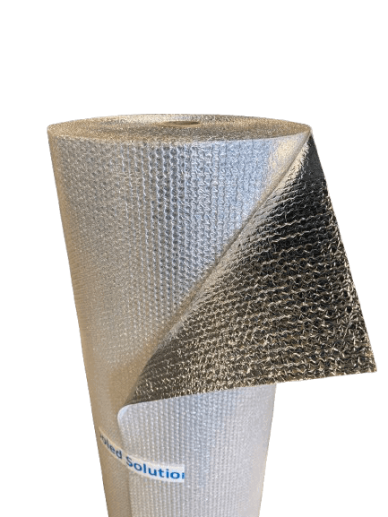 Isolierfolie auf Rolle 150cm x 50m x 4mm (Aluminium + Luftpolsterfolie)
